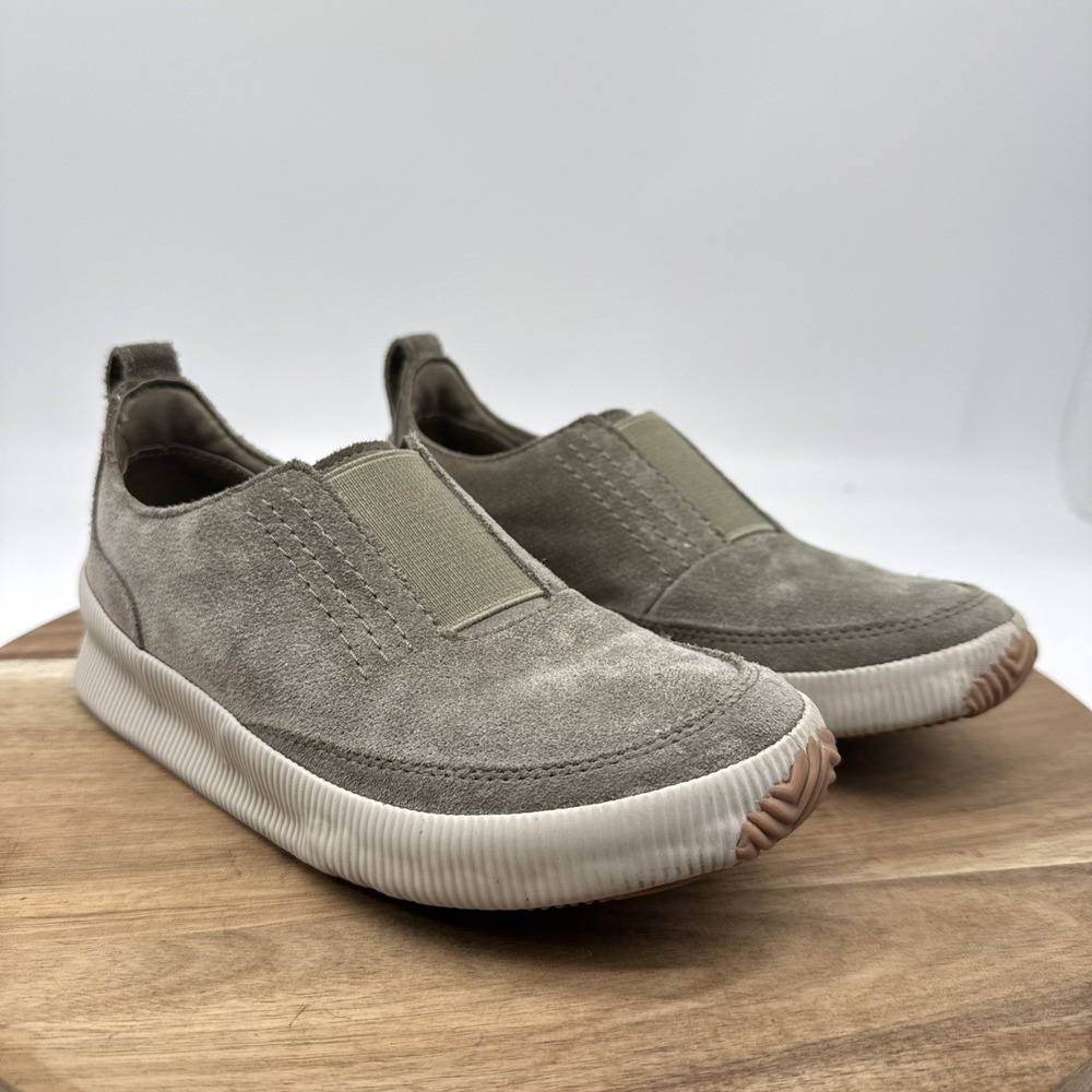 Sorel‎ Shoes Women's Size 6.5 Out 'N About Slip On Sneakers Olive Suede 3584-365